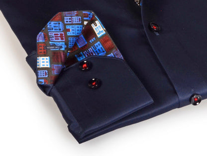 Legendary Button-Up Shirt With Contrast Details // Navy // Contemporary Fit (Regular) - Size MediumShirts & TopsTorqelo.com