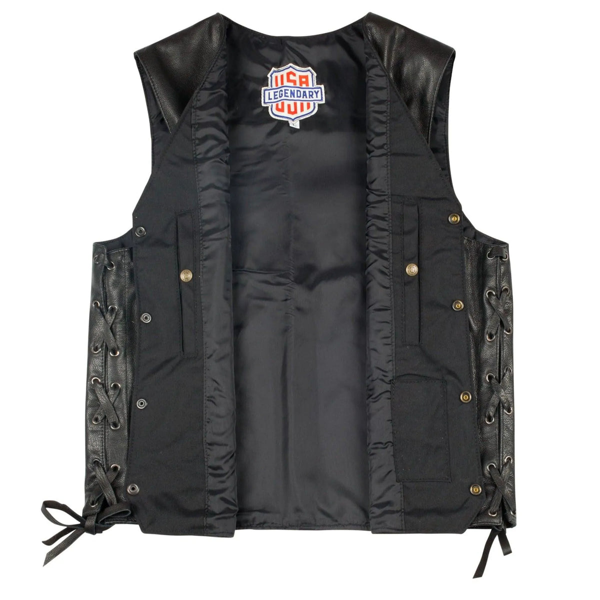 Legendary Dixon Men's Leather Motorcycle Vest by Legendary USA