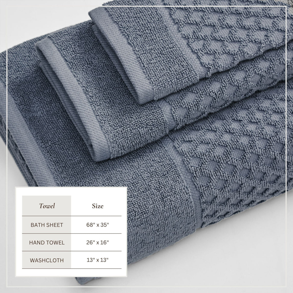 Cotton Diamond Waffle Weave Bath Towel Set - Grayson Collection by Great Bay Home