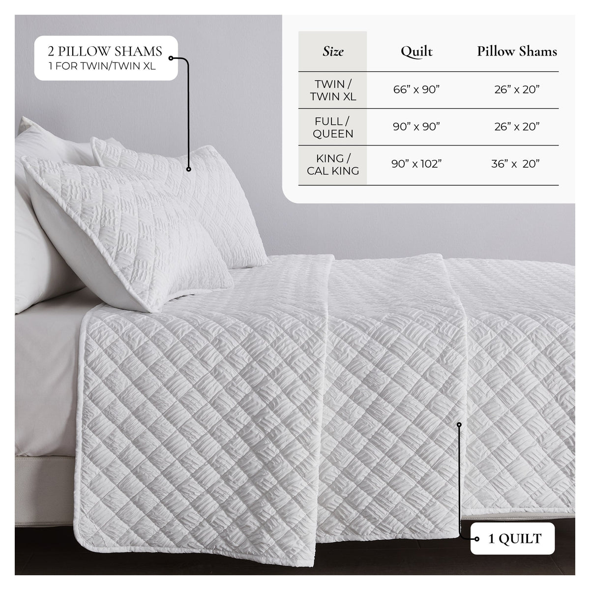 Diamond Embossed Quilt Set - Diamond Microsculpt Collection by Great Bay Home