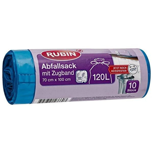 Rubin 120L large capacity drawstring trash bags, 10 pack