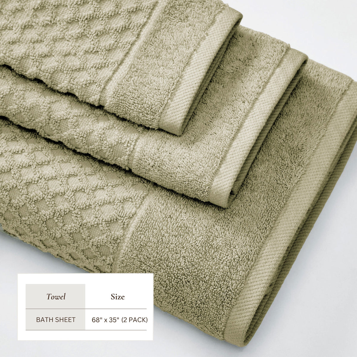 Cotton Diamond Waffle Weave Bath Towel Set - Grayson Collection by Great Bay Home