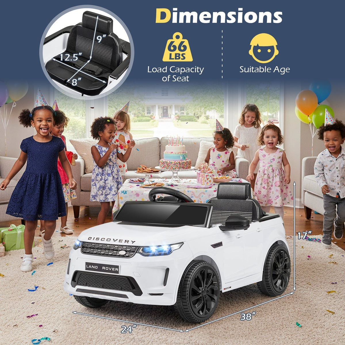 Licensed Land Rover Kids Ride on Car 12V Battery Powered Kids Electric CarTorqelo.com