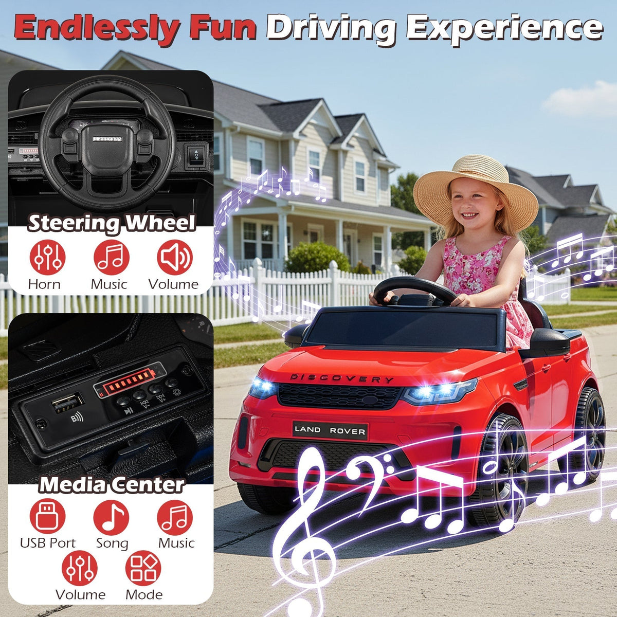 Licensed Land Rover Kids Ride on Car 12V Battery Powered Kids Electric CarTorqelo.com