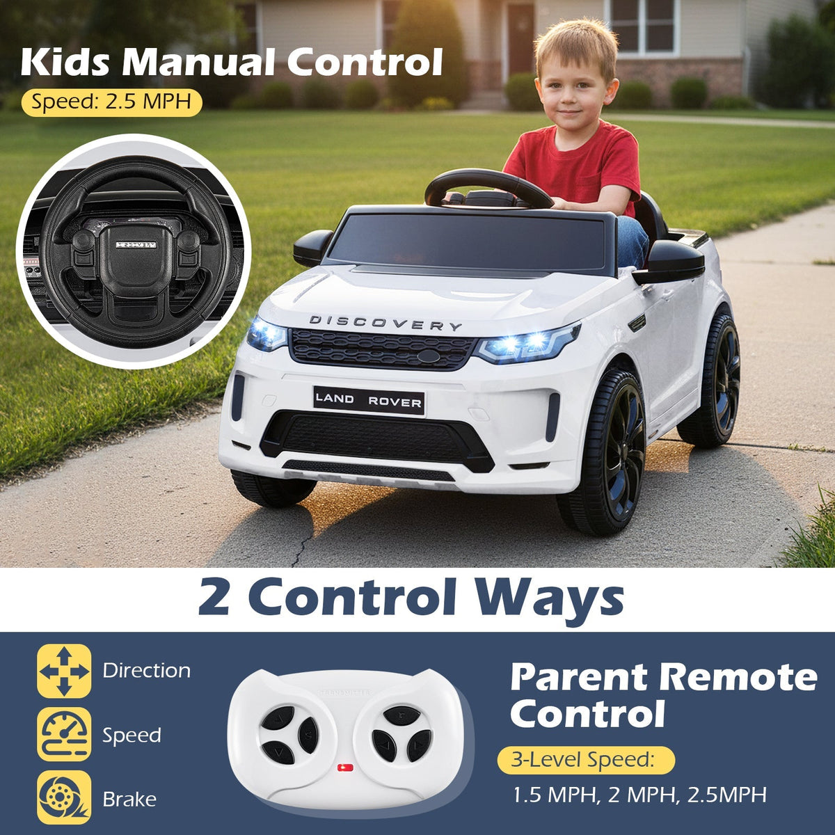 Licensed Land Rover Kids Ride on Car 12V Battery Powered Kids Electric CarTorqelo.com