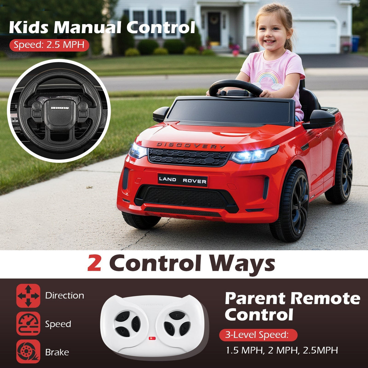 Licensed Land Rover Kids Ride on Car 12V Battery Powered Kids Electric CarTorqelo.com