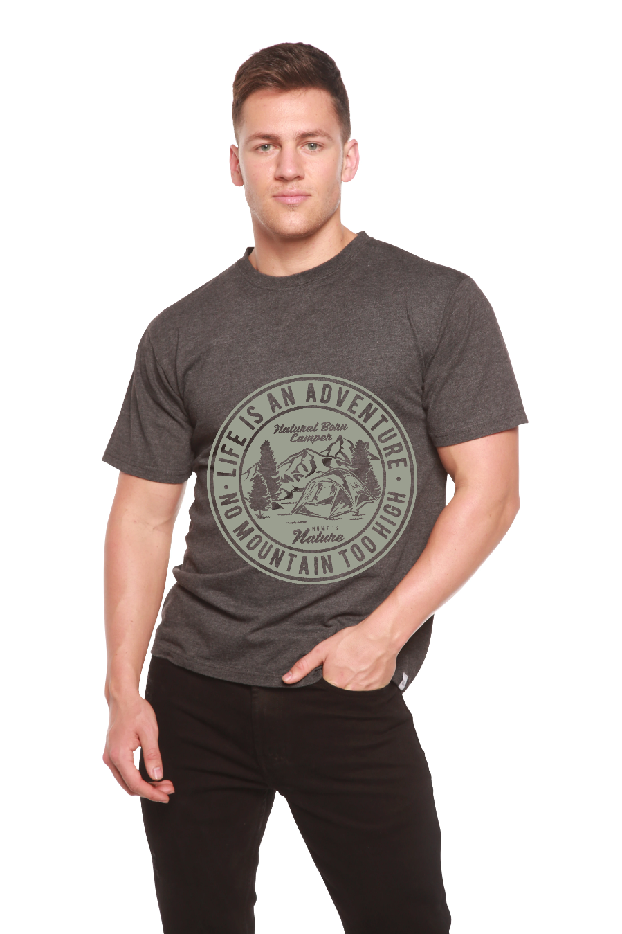 Life Is an Adventure men's short sleeve graphic T-shirt in bamboo viscose and organic cotton
