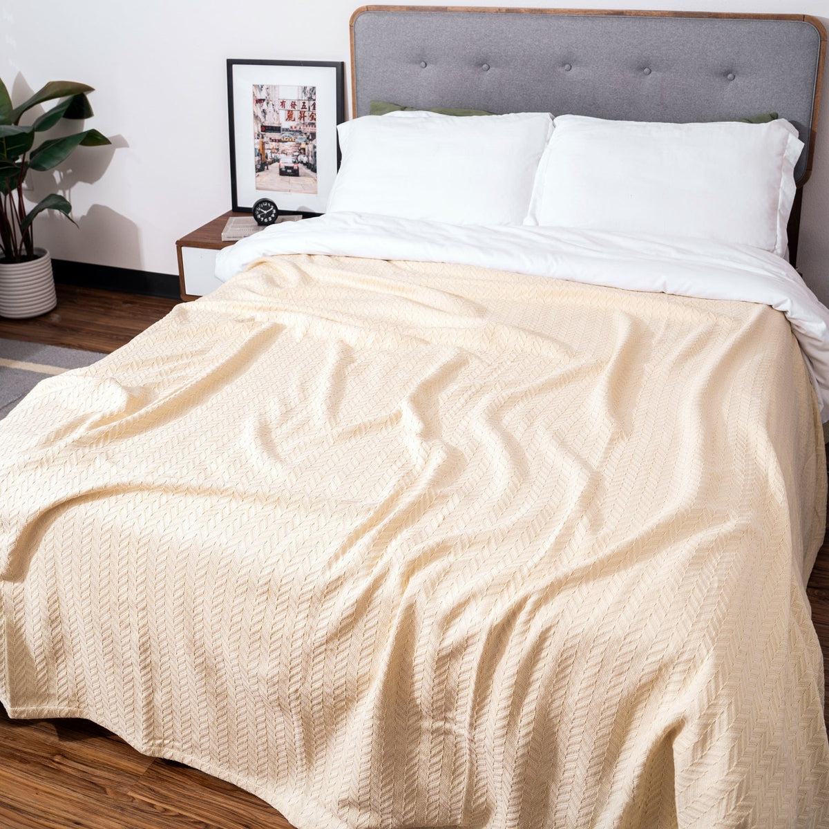 Herringbone Cotton Blanket by Organic Cotton Mart