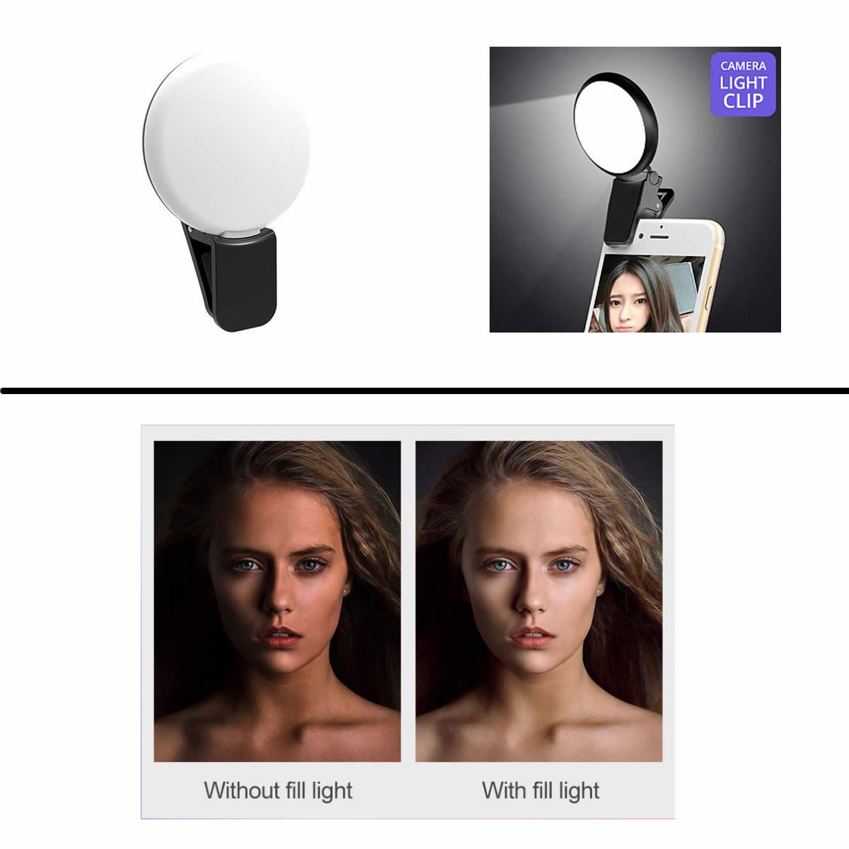 Selfie light from the 11-in-1 smartphone lens kit, Salmon Lucky