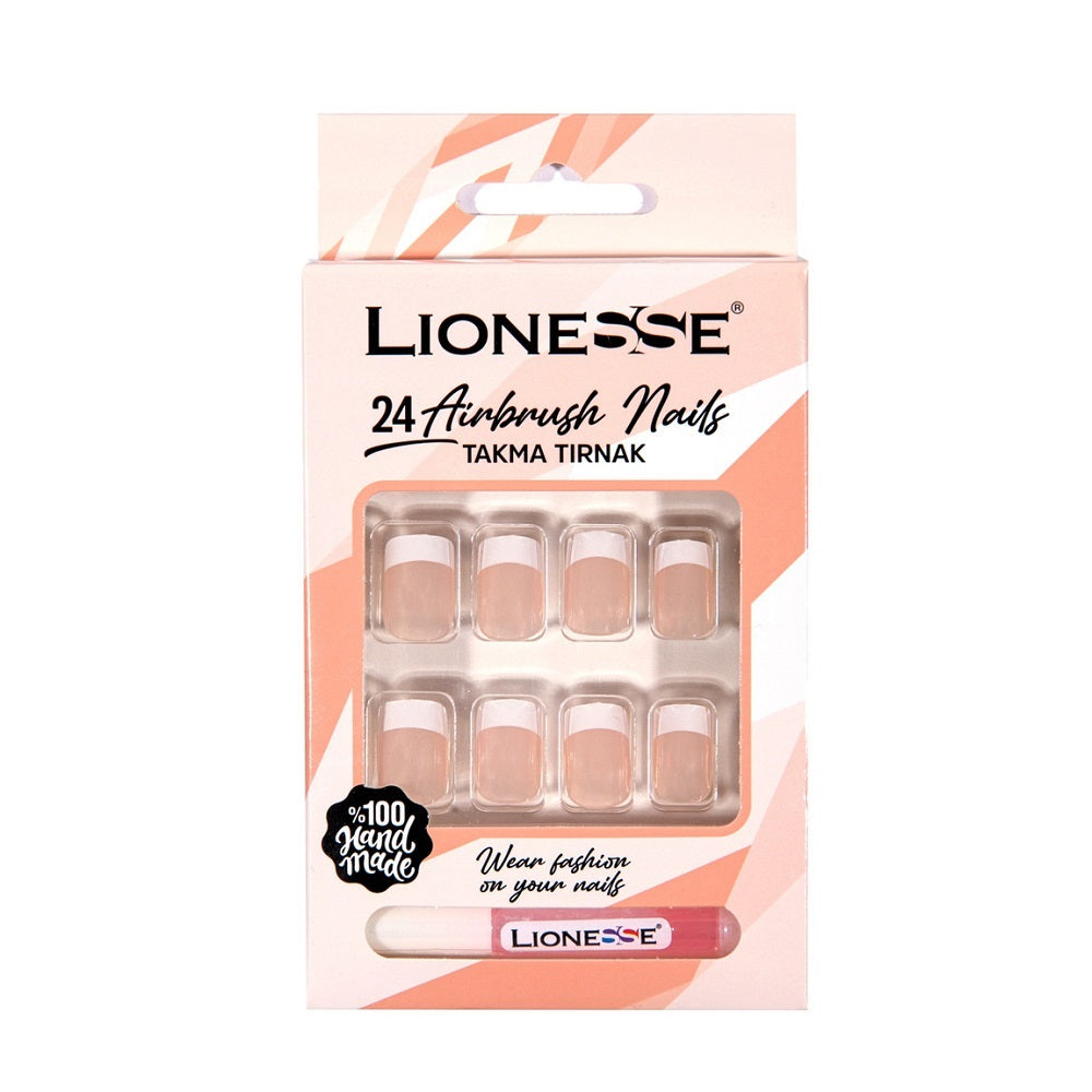 Lionesse French Press-On Nails for Instant Elegant Manicure by Beauty Care Bag