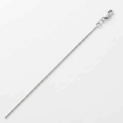14k white gold classic box chain, 0.7mm, Avera Group, view 2