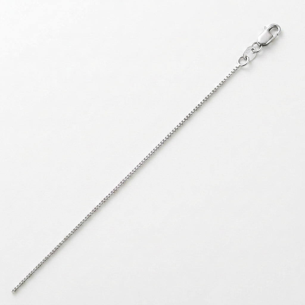 14k white gold classic box chain, 0.7mm, Avera Group, view 3