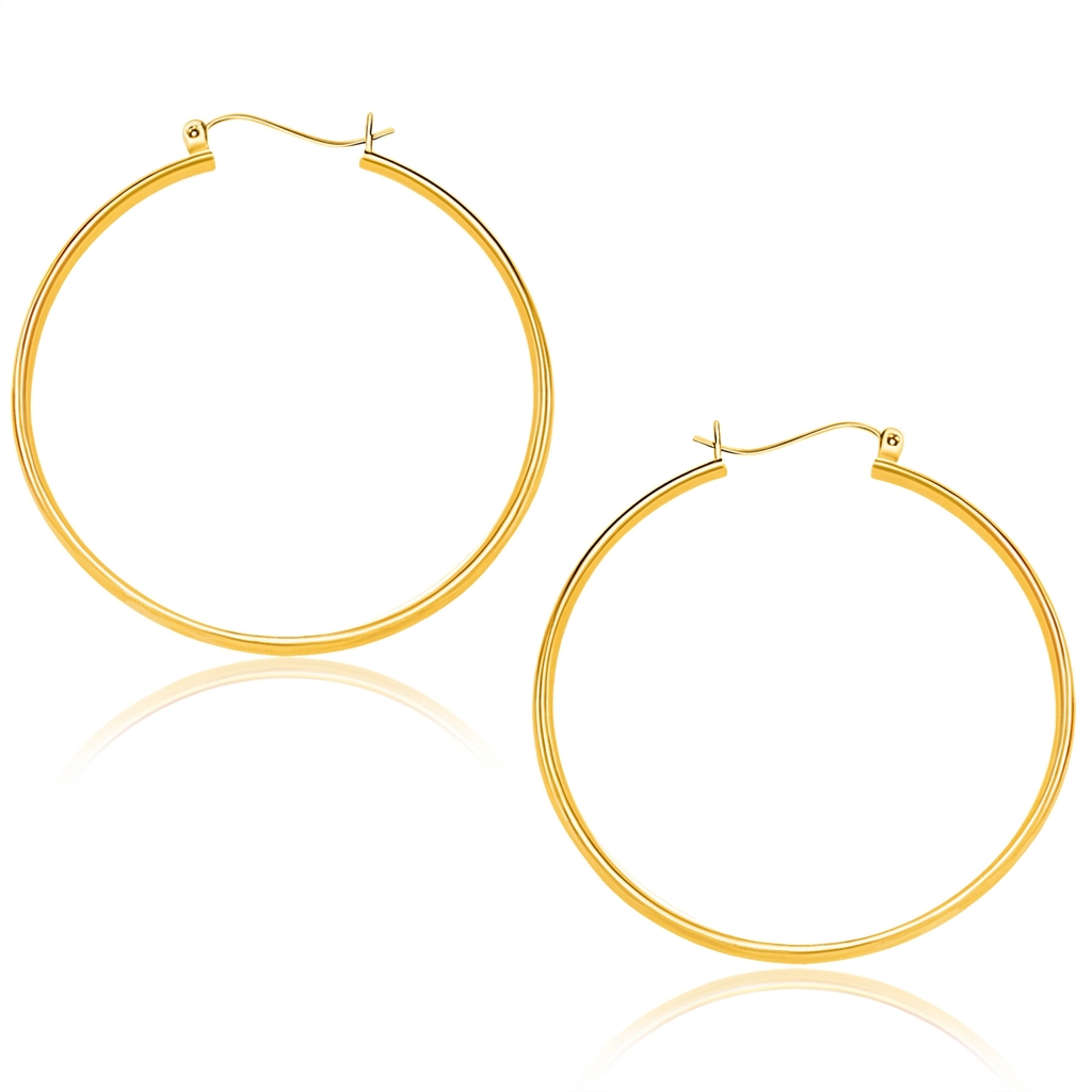 14k yellow gold 40mm polished hoops, Avera Group, view 2