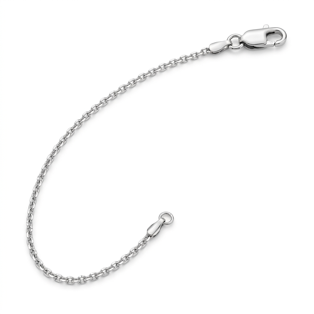 14k white gold diamond-cut cable link chain, 0.8mm, by Avera Group, view 2
