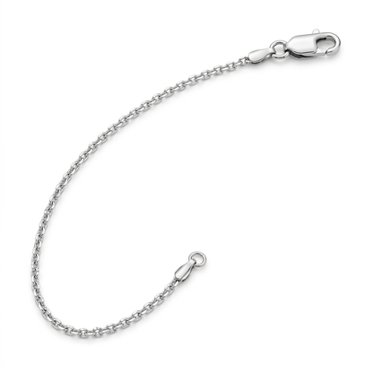 14k white gold diamond-cut cable link chain, 0.8mm, by Avera Group, view 2