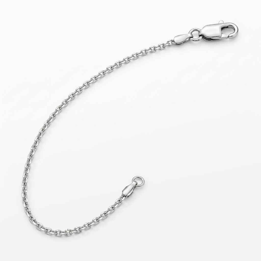 14k white gold diamond-cut cable link chain, 0.8mm, by Avera Group, view 4