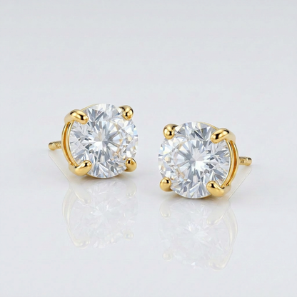 14k yellow gold 8mm round CZ stud earrings, Avera Group, view 3