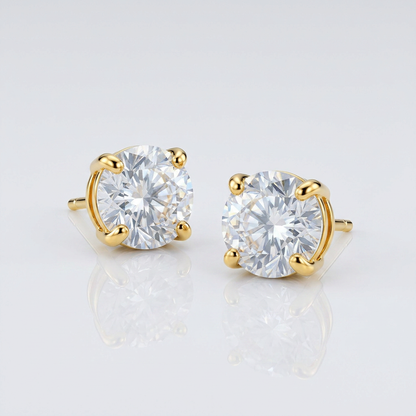 14k yellow gold 8mm round CZ stud earrings, Avera Group, view 2