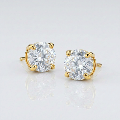14k yellow gold 8mm round CZ stud earrings, Avera Group, view 4