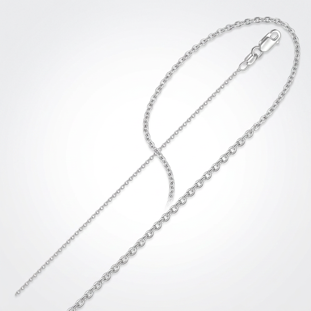 14k white gold round cable link chain, 1.2mm, Avera Group, view 2