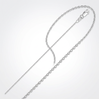 14k white gold round cable link chain, 1.2mm, Avera Group, view 2