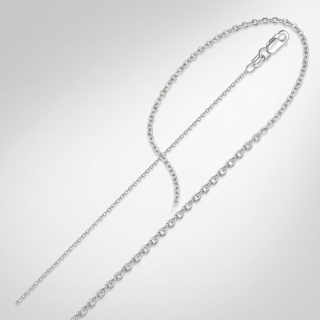 14k white gold round cable link chain, 1.2mm, Avera Group, view 3