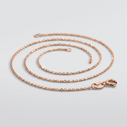 14k pink gold diamond-cut cable link chain, 0.8mm, Avera Group, view 3