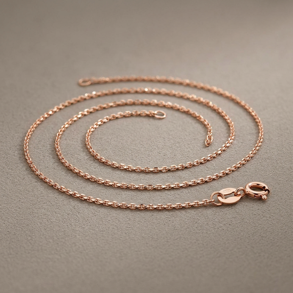 14k pink gold diamond-cut cable link chain, 0.8mm, Avera Group, view 2