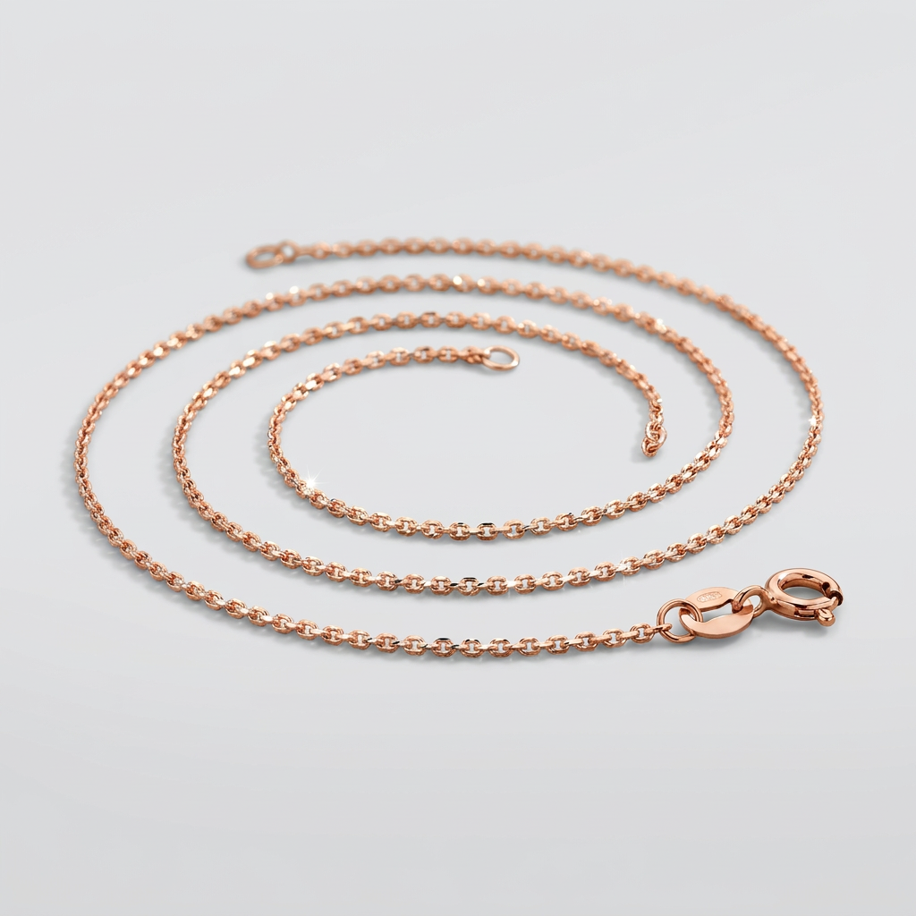 14k pink gold diamond-cut cable link chain, 0.8mm, Avera Group, view 4