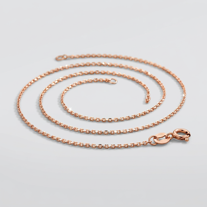14k pink gold diamond-cut cable link chain, 0.8mm, Avera Group, view 4