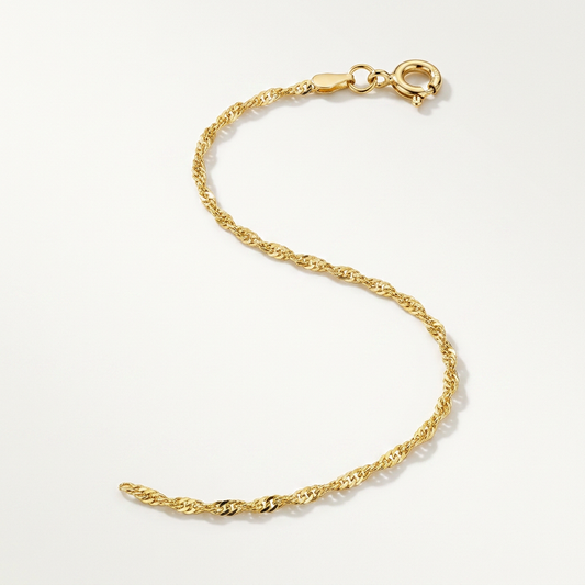 10k Yellow Gold Singapore Anklet 1.5mm, Avera Group, view 2