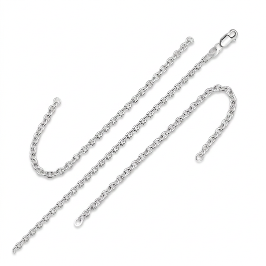 RCJ 2.3mm rhodium plated sterling silver cable chain by Avera Group, view 2