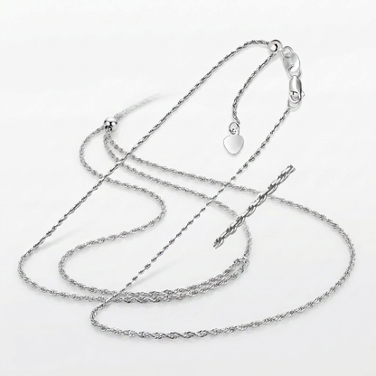 Avera Group 10K white gold adjustable rope chain, 1.0mm, view 3