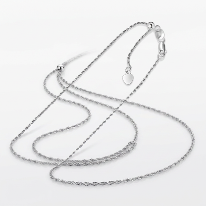 Avera Group 10K white gold adjustable rope chain, 1.0mm, view 2