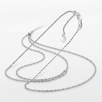Avera Group 10K white gold adjustable rope chain, 1.0mm, view 4