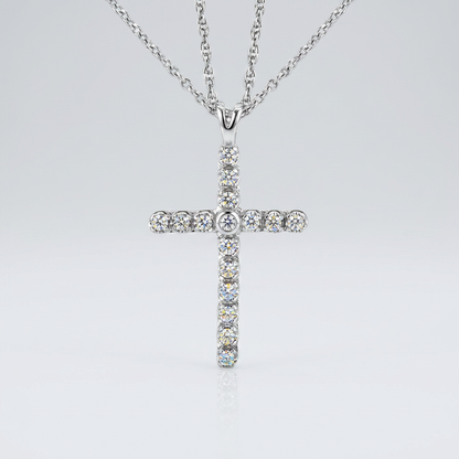 Cross Pendant with Diamonds in Sterling Silver by Avera Group