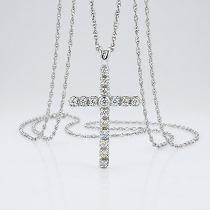 Cross Pendant with Diamonds in Sterling Silver by Avera Group