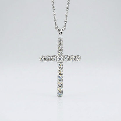 Cross Pendant with Diamonds in Sterling Silver by Avera Group