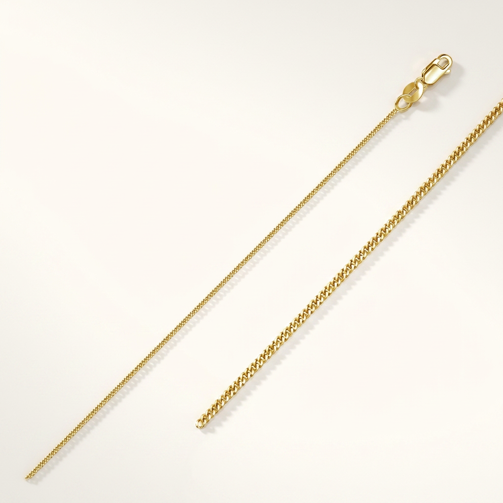14k yellow gold gourmette curb chain, 1.0mm by Avera Group, view 2