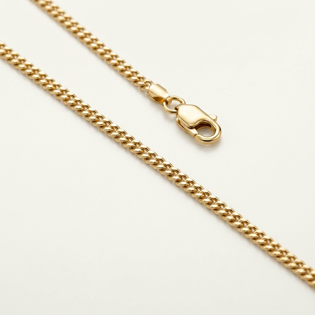 14k yellow gold gourmette curb chain, 1.0mm by Avera Group, view 3