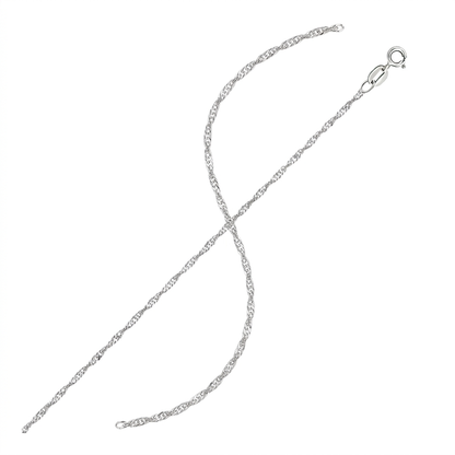Avera Group 10K white gold Singapore chain, 1.5mm, view 2