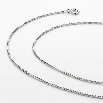 14k white gold classic box chain, 0.45mm, Avera Group, view 2