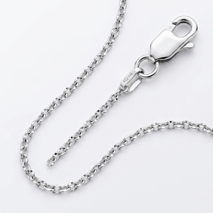 14k white gold diamond-cut cable link chain, 1.1mm, Avera Group, view 2
