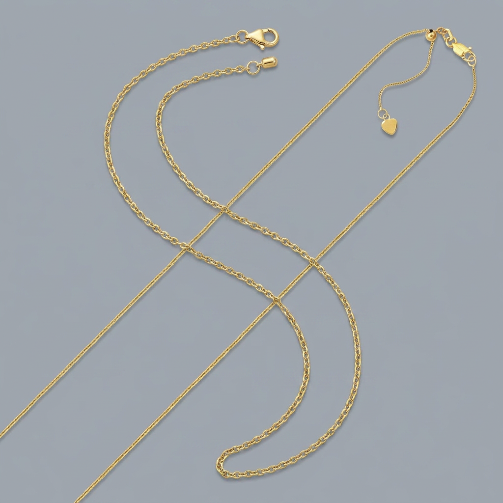 Avera Group 10K yellow gold adjustable cable chain, view 2