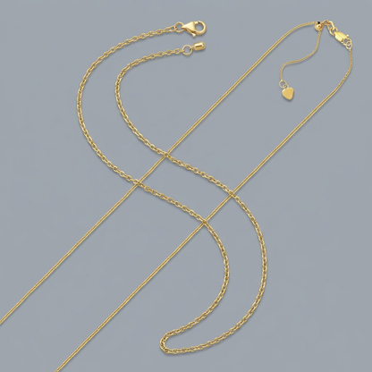 Avera Group 10K yellow gold adjustable cable chain, view 2
