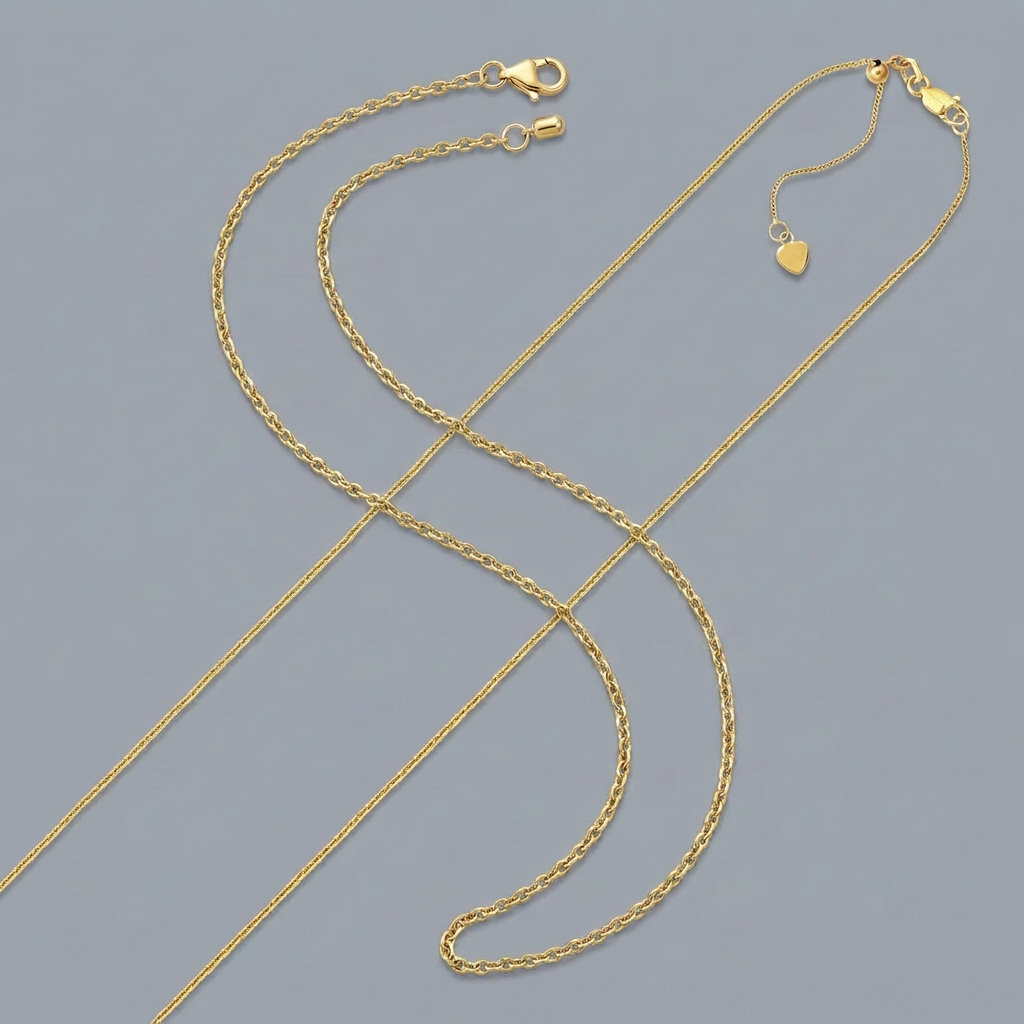 Avera Group 10K yellow gold adjustable cable chain, view 3
