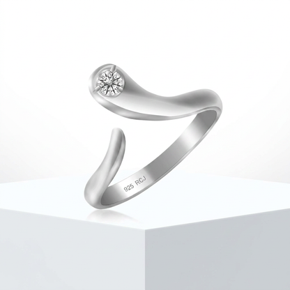 Sterling Silver Rhodium Plated White Cubic Zirconia Accented Shiny Toe Ring by Avera Group