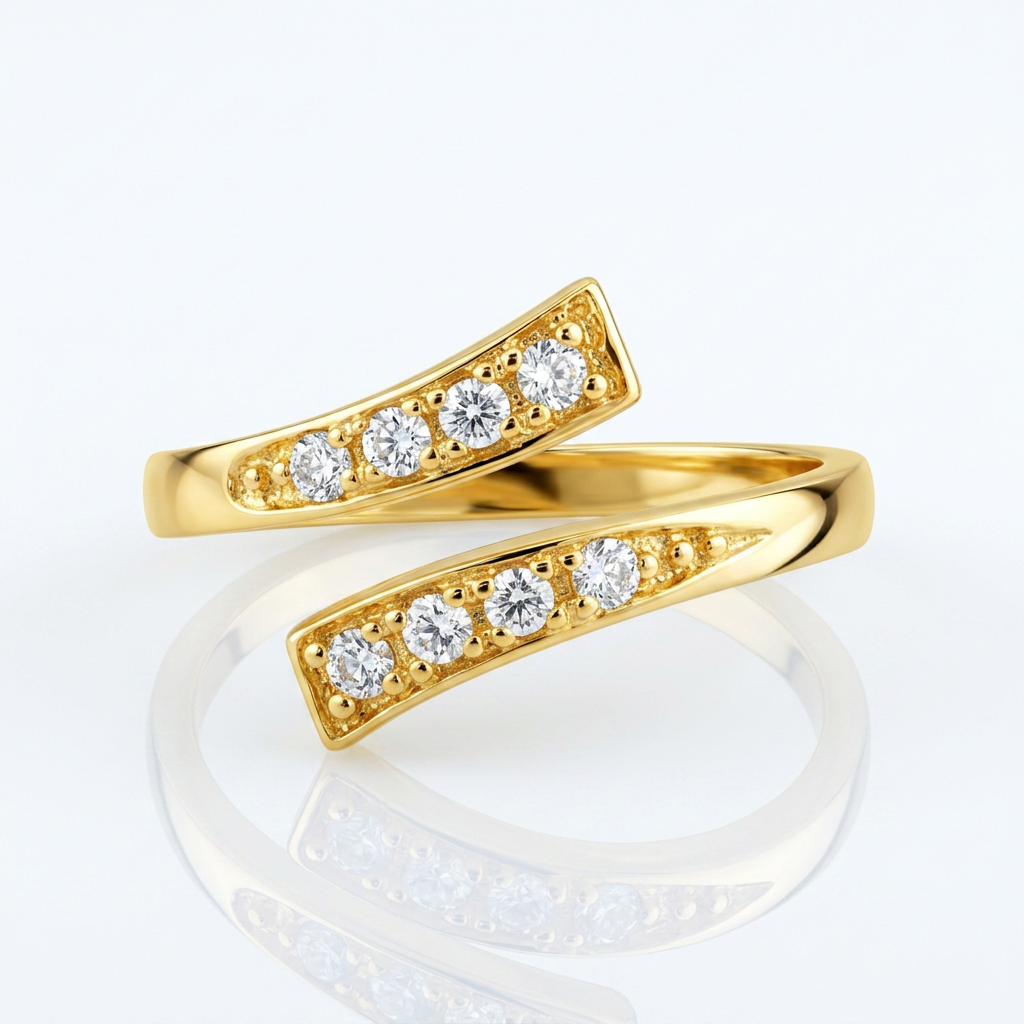14k yellow gold contemporary toe ring with cubic zirconia accents, Avera Group, view 2