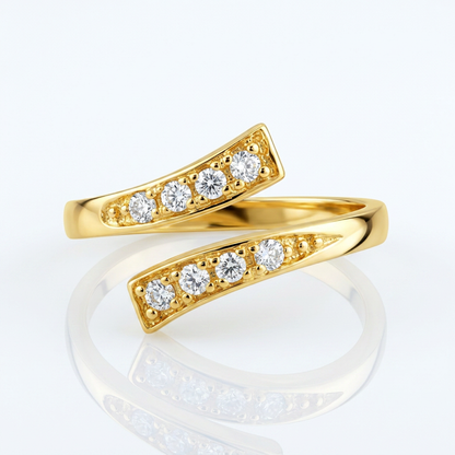 14k yellow gold contemporary toe ring with cubic zirconia accents, Avera Group, view 2
