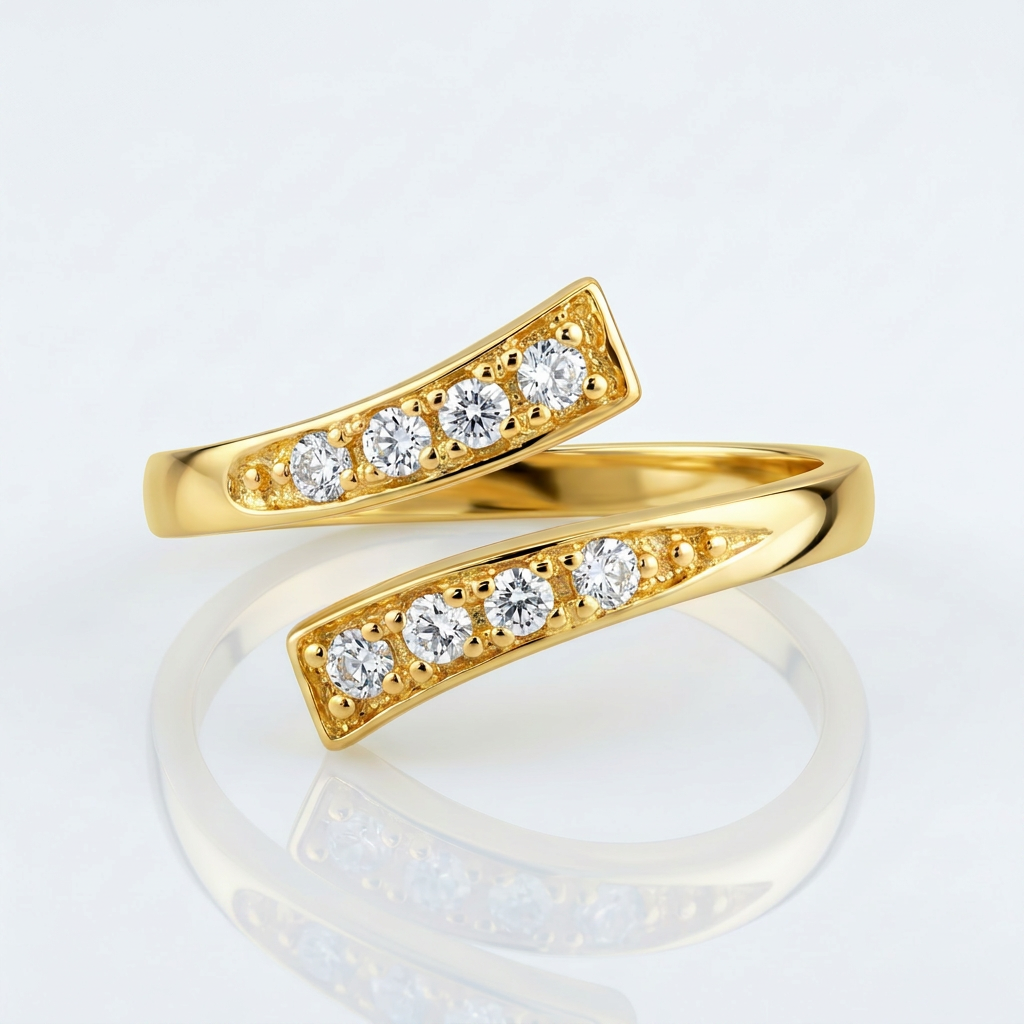 14k yellow gold contemporary toe ring with cubic zirconia accents, Avera Group, view 4